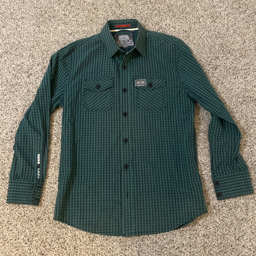 Superdry Button Up Green/Black XXL